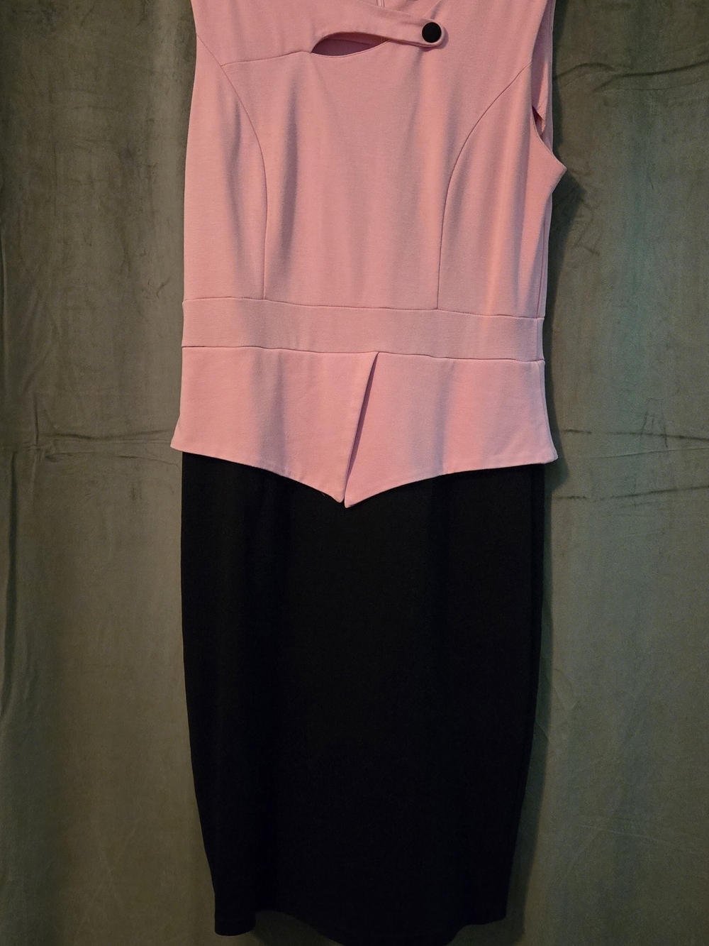 Two-Tone Pink and Black Midi Sheath Dress